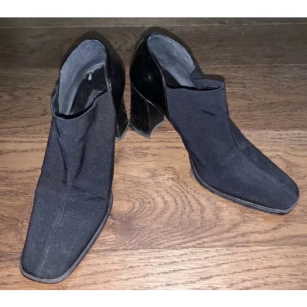 Via Spiga Women's Black Nylon Leather Bootie Ankle Boots Shoes 4M
